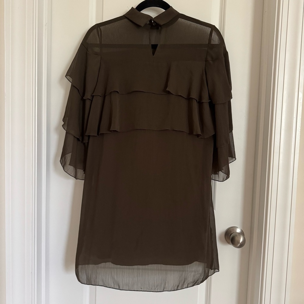 Zara Basic Collection Olive Green Ruffled Dress, … - image 2